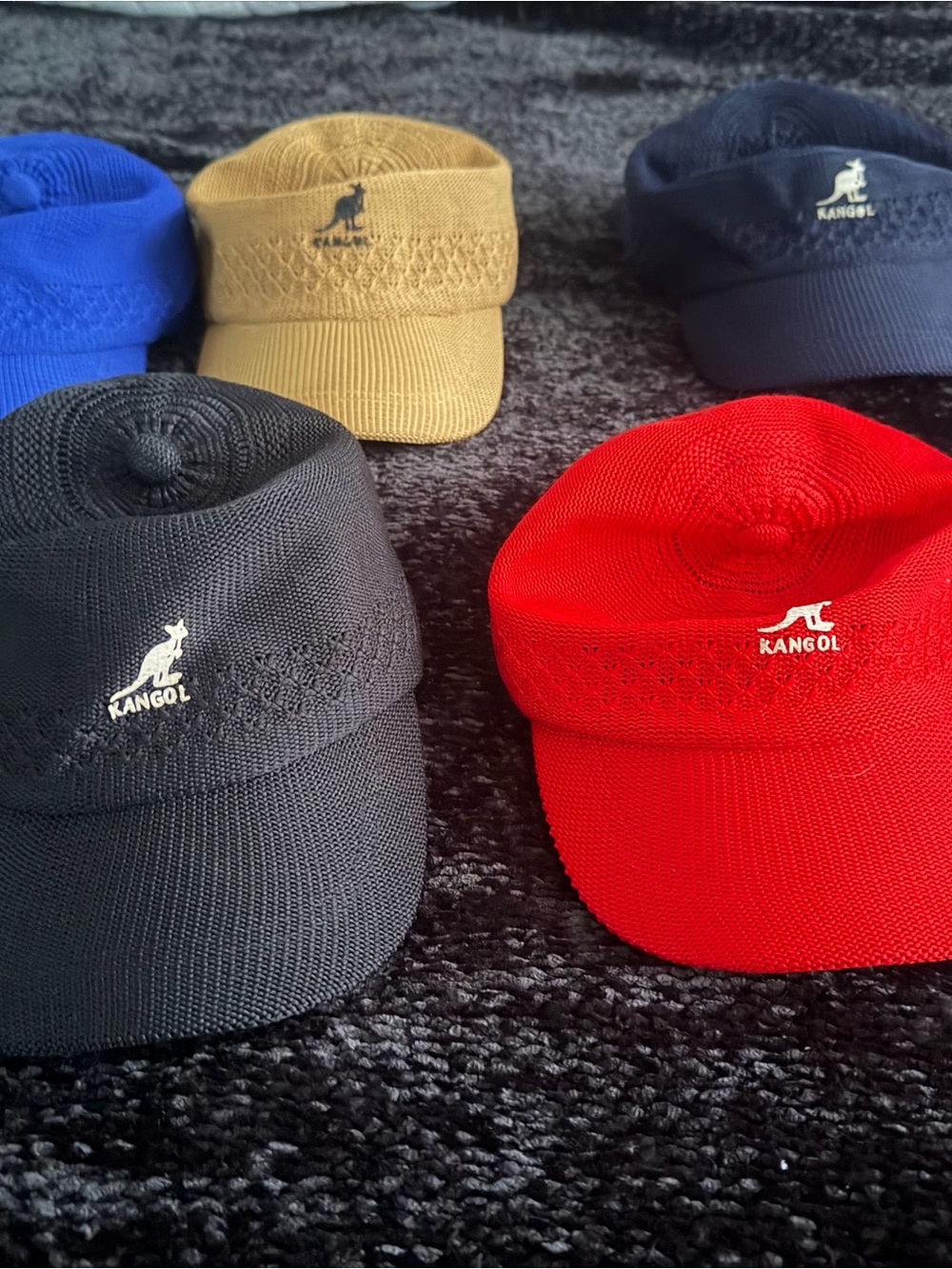Kangol Ventilator Cap Set in Red, Black, Blue, Tan